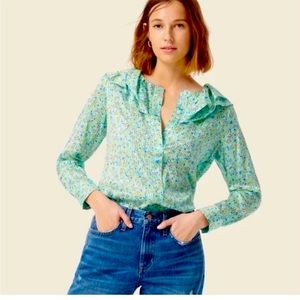 J Crew Field Day Floral Blouse XL